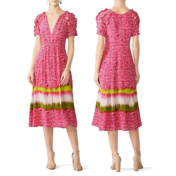 Tanya Taylor Dresses & Skirts - Tanya Taylor Luciana Printed V-Neck Short-Sleeve Dress 30610